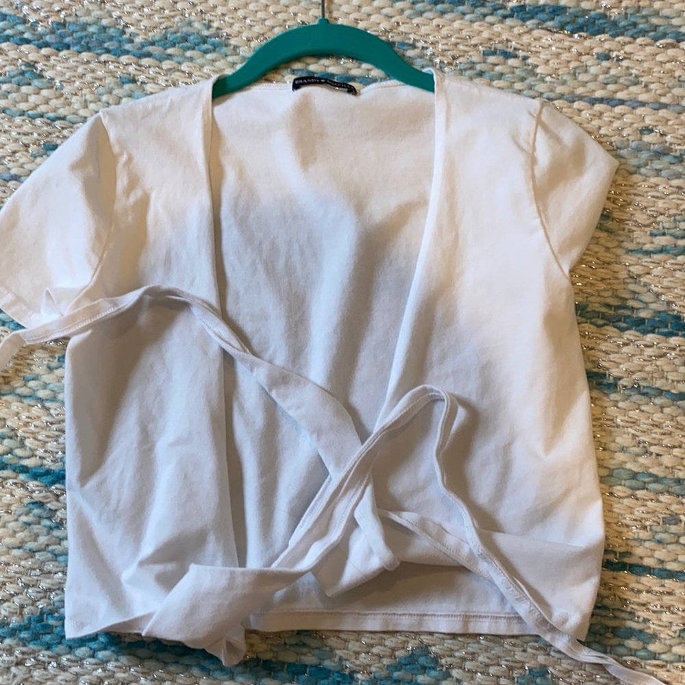 brandy melville white wrap top (worn 2 times)